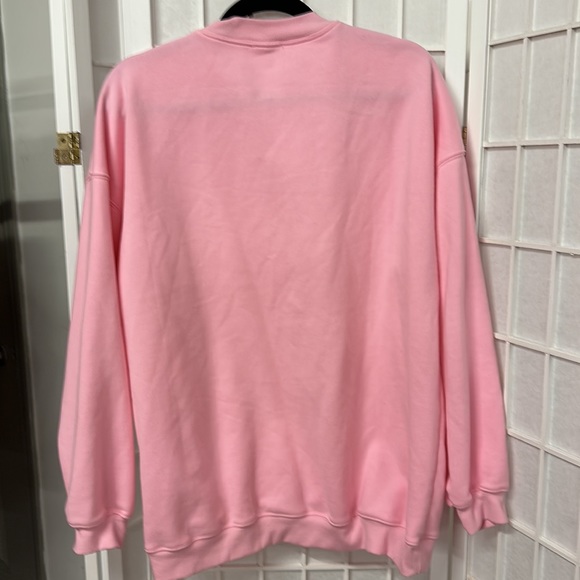 Pink Lily small pink oversized sweatshirt.  Cheer Mom logo. Good condition - Picture 3 of 3